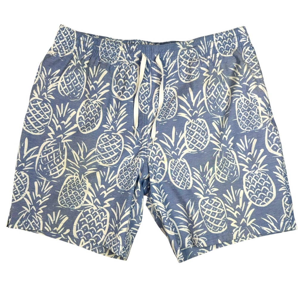 Chubbies Thigh-Napples Swim Trunks Mens XL Blue Pineapple 7.5" Beach Shorts